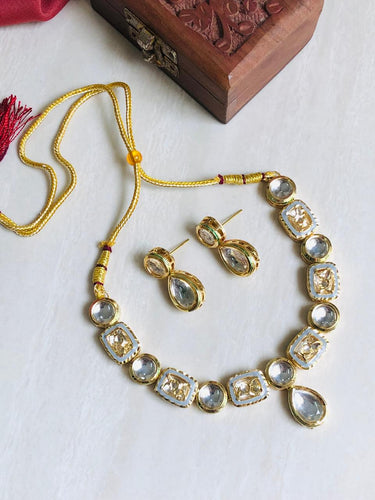 Grey Polki Necklace Set
